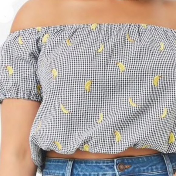 Forever 21 Gingham Banana Crop Top Size 1X - Picture 3 of 3